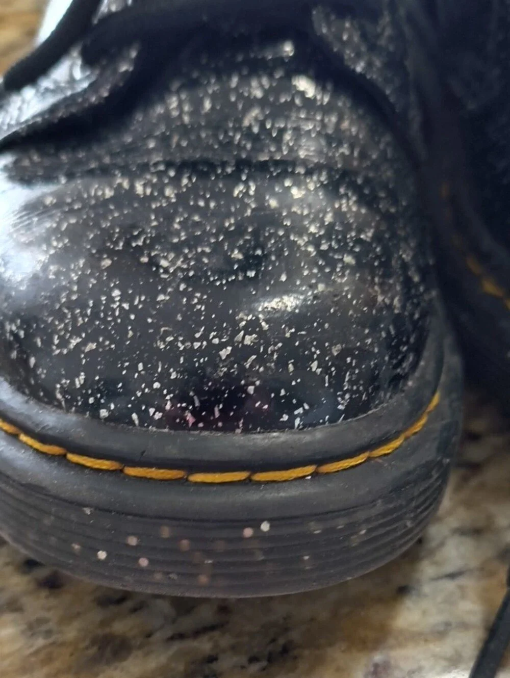 Dr. Martens Black Glitter Kids Lace-Up Boots